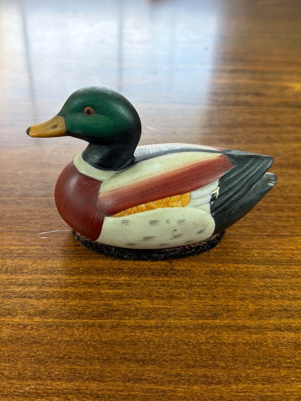 Vintage Jasxlco Hand-Painted Mallard Duck Figurine Lint Brush